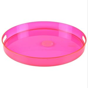 Neon pink acrylic round handled Serve Tray